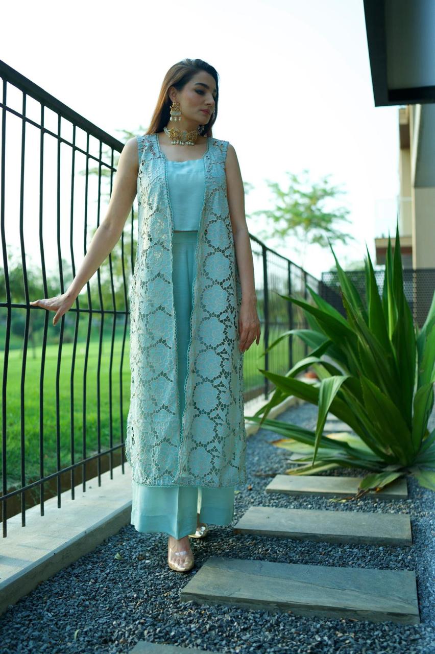 Powder blue gown set