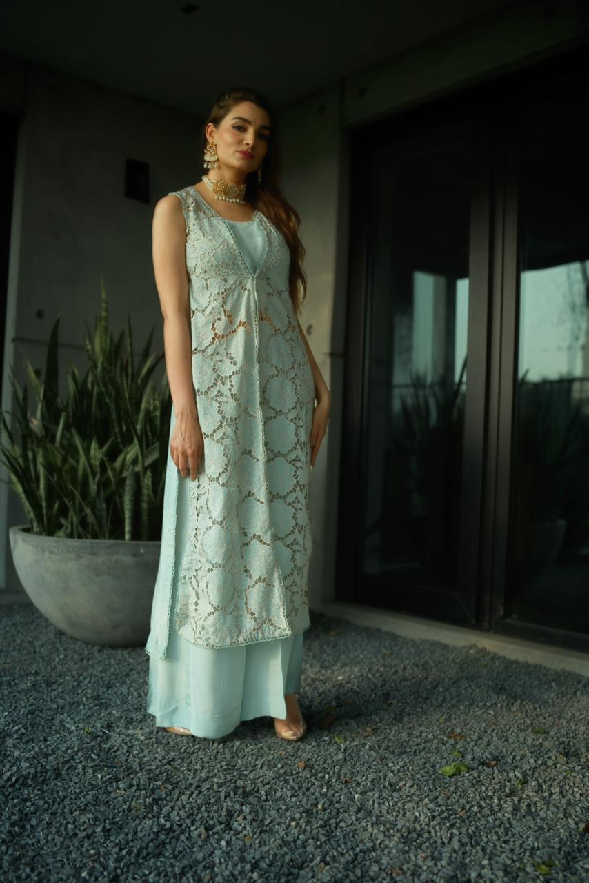 Powder blue gown set